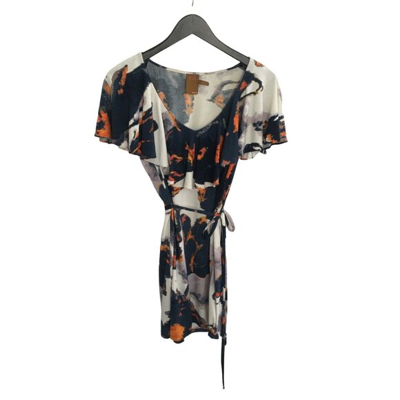 Ali Ro Womens Abstract Print Dress With Flutter Sleeves & Waist Tie Size 4 - Picture 7 of 7